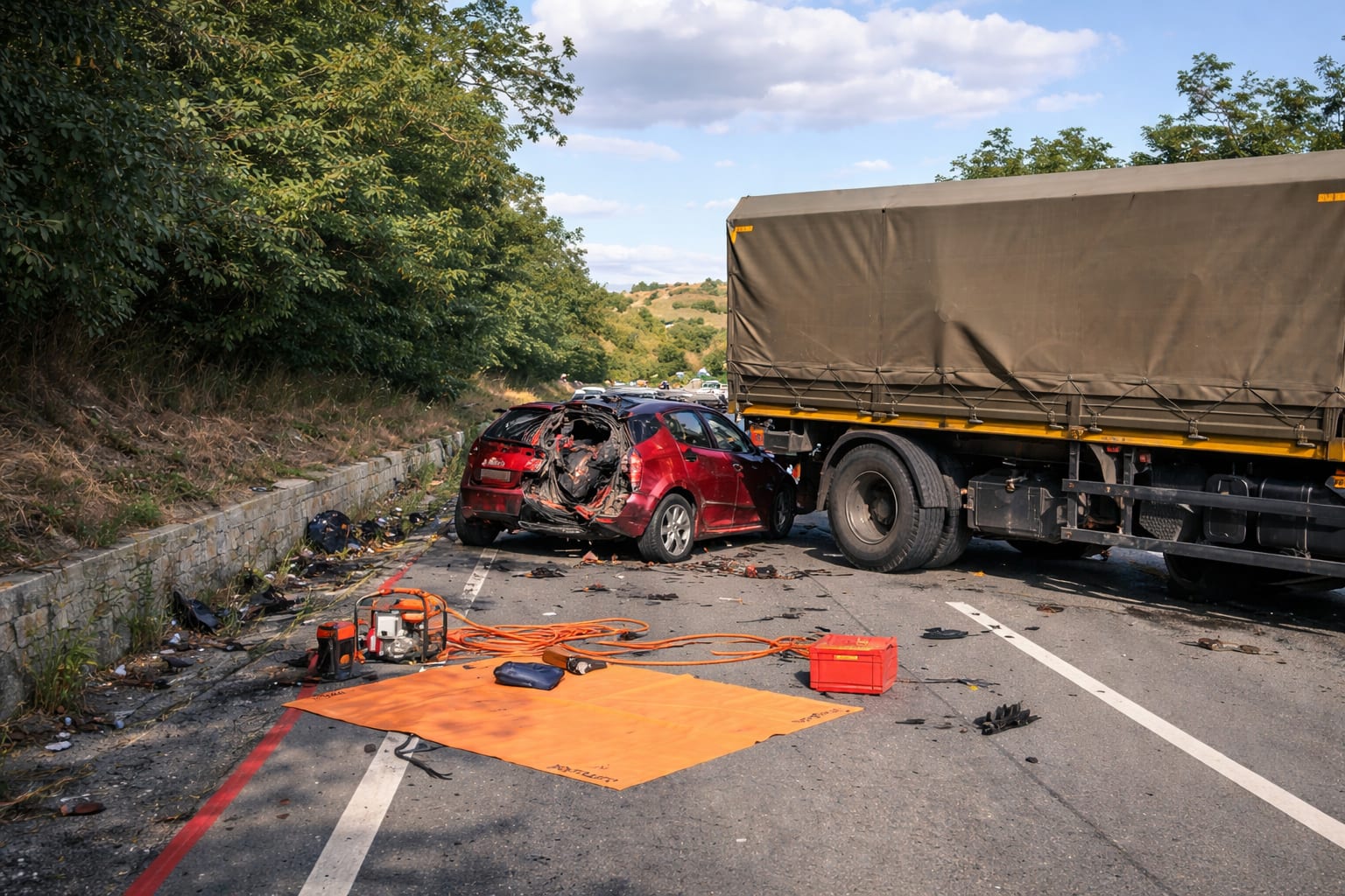 Trei persoane, între care un minor, au murit într-un accident cu un camion militar pe DN 13 în Mureș