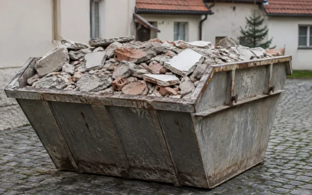 Moloz în container de mari dimensiuni