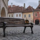 Bancă în centrul Sibiului