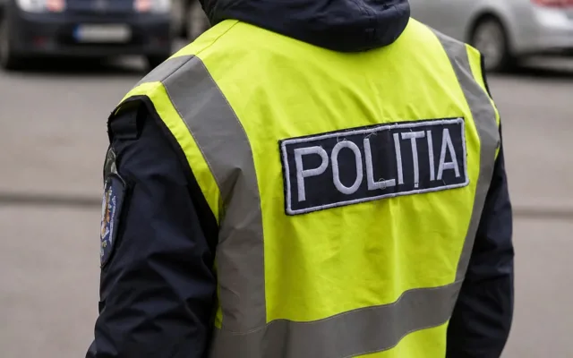 Spatele uniformei unui polițist